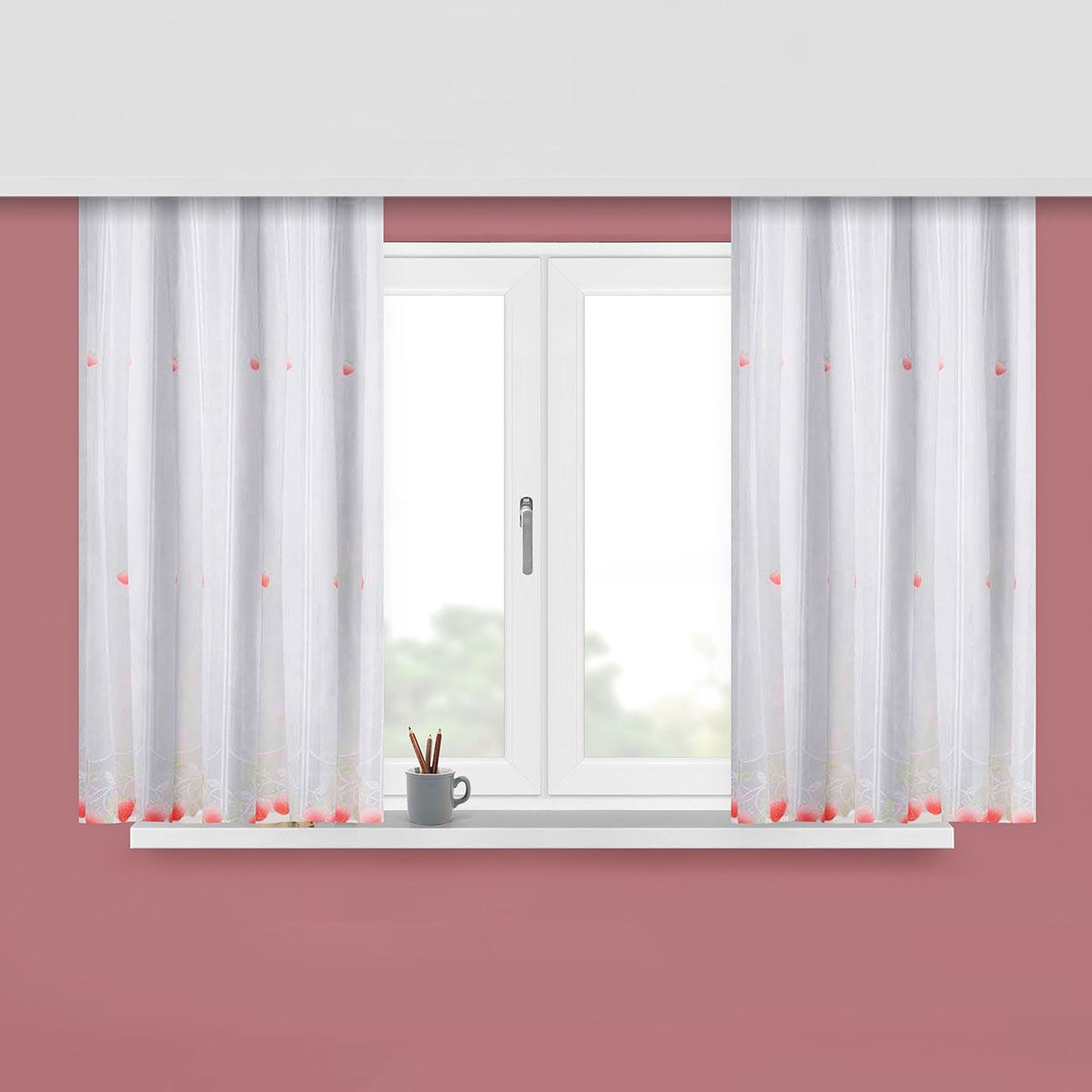 Cortina Renda Stilo 2 00×1 50m Para Cozinha Morango Havan Cortina Renda Stilo 2 00×1 50m Para Cozinha Morango Havan